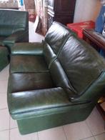 Lederen salon met grote poef, Huis en Inrichting, Ophalen, Gebruikt, Leer