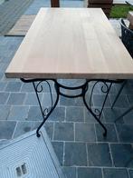 Landelijke tafel in smeedijzer met eikenblad, Huis en Inrichting, Ophalen
