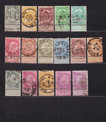 België 1893-1900 OBP 53-67 volledige reeks gestempeld beschikbaar voor biedingen