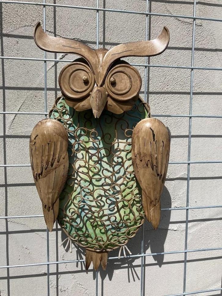 UIL GROOT METAAL BINNEN/ BUITEN 48 cm NIEUW, Tuin en Terras, Tuinbeelden, Nieuw, Dierenbeeld, Metaal, Ophalen of Verzenden