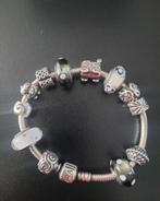 Pandora armband + bedels + doos, Comme neuf, Argent, Avec bracelets à breloques ou perles, Enlèvement ou Envoi
