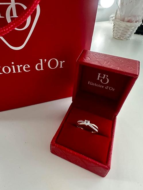 Bague or jaune avec un cœur en pierre Topaze, Handtassen en Accessoires, Ringen, Zo goed als nieuw, Blauw, Goud, Ophalen of Verzenden