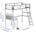 IKEA Vitval hoogslaper incl bureau en extra werkblad, Huis en Inrichting, Slaapkamer | Stapelbedden en Hoogslapers, Gebruikt, Eenpersoons