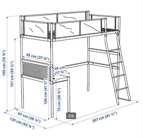 IKEA Vitval hoogslaper incl bureau en extra werkblad, Huis en Inrichting, Slaapkamer | Stapelbedden en Hoogslapers, Gebruikt, Hoogslaper
