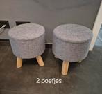2 grijze krukjes/poefjes, Ophalen of Verzenden, Zo goed als nieuw