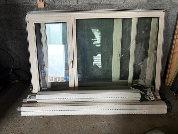 Raam met vleugel draai-kip en vliegenraam, Doe-het-zelf en Bouw, Glas en Ramen, Gebruikt, Gevelraam of Ruit, Dubbelglas, Ophalen