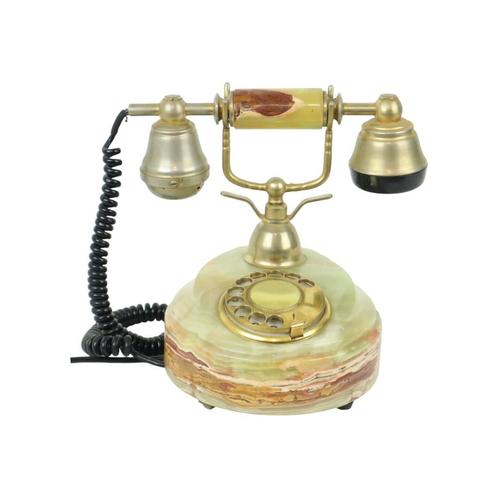 Italiaanse Onyx Marmeren Draaischijf Telefoon 18 Karaat Goud, Telecommunicatie, Vaste telefoons | Niet Draadloos, Gebruikt, Met draaischijf