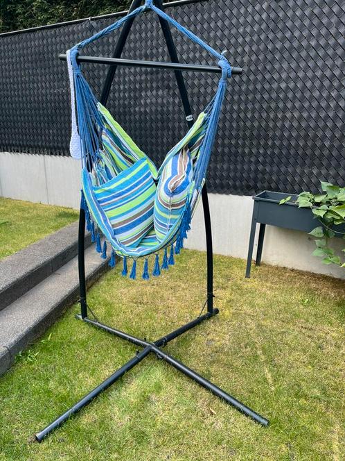 Zithangmat met stevige staander, Tuin en Terras, Hangmatten, Gebruikt, Eenpersoons, Met standaard, Binnen, Buiten, Ophalen