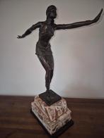 Art Deco danseres – brons op marmer – D.H. Chiparus, Antiek en Kunst, Ophalen