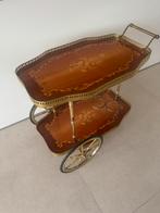 Vintage Franse barwagen met marqueterie en messing details, Antiek en Kunst, Ophalen of Verzenden