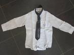 wit-grijs hemd met paars + bijpassende das, Enlèvement ou Envoi, Comme neuf, Garçon, Chemise ou Chemisier
