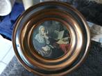 oud koperen sierbord met kopie" ingedutte oude vrouw", Antiek en Kunst, Ophalen