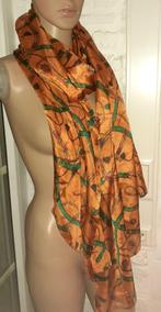 sjaal vintage zijde oranje met patroon van kettingen en sleu, Kleding | Dames, Mutsen, Sjaals en Handschoenen, Sjaal, Zo goed als nieuw