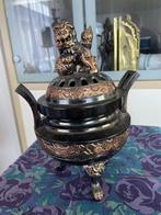 China, 20e eeuw. Bronzen Fo-hond parfumbrander, Huis en Inrichting, Ophalen of Verzenden, Zo goed als nieuw