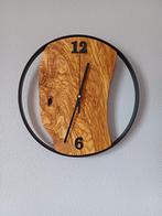 Horloge en olivier et cerclage métal 30 cm, Maison & Meubles, Accessoires pour la Maison | Décorations murale, Enlèvement ou Envoi