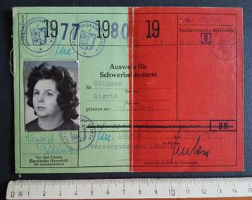 Ausweis Schwerbehinderte 1977 Sigrid Göldner Lübeck