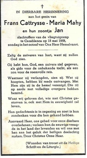 Frans en Jan Cattrysse Vliegtuigramp Cassablanca  mei 1958 beschikbaar voor biedingen