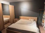Slaapkamer met dubbel bed, Huis en Inrichting, Slaapkamer | Complete slaapkamers, Ophalen, Gebruikt, Tweepersoons, Lichte eik