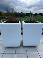 2 witte plantenbakken, Tuin en Terras, Bloembakken en Plantenbakken, Ophalen, Gebruikt, Tuin, 60 tot 100 cm