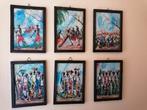 Set van 6 handgeschilderde Congolese Afrikaanse schilderijen, Antiek en Kunst, Ophalen