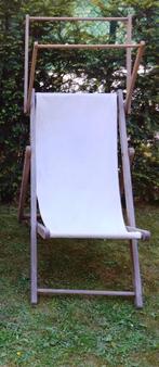 Vintage Engelse houten strand zetel - beach chair, Inklapbaar, Gebruikt, Hout, Ophalen
