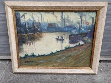 Huile sur toile site industriel signe j harmes beschikbaar voor biedingen