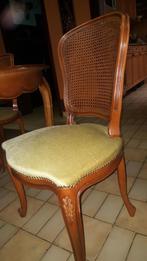 Set van 6 houten en geweven rieten stoelen, Huis en Inrichting, Stoelen, Ophalen, Zo goed als nieuw, Hout