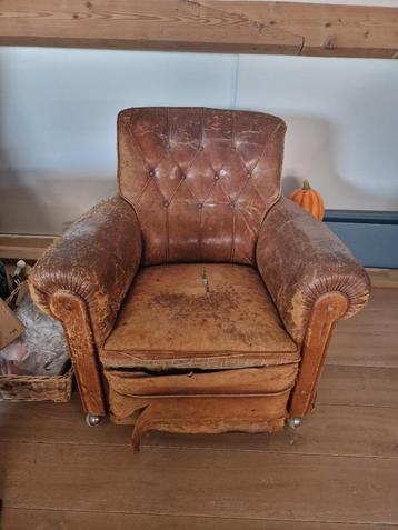 Prachtige te restaureren lederen zetel, compleet, Enlèvement, Utilisé, Cuir
