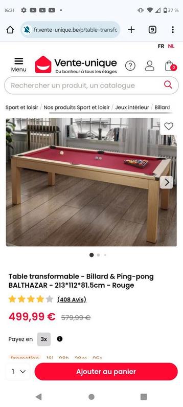 table billard, Enlèvement