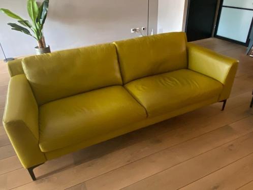 Montel leren zetel 3,5 zits lime kleur, Huis en Inrichting, Zetels | Zetels, Zo goed als nieuw, Rechte bank, Driepersoons, 200 tot 250 cm