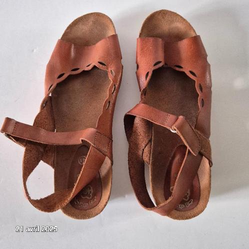 Hee Cognac leren sandalen met sleehak, Kleding | Dames, Schoenen, Zo goed als nieuw, Sandalen of Muiltjes, Bruin, Verzenden