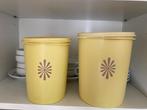 set van 2 gele vintage Tupperware voorraaddozen, Ophalen