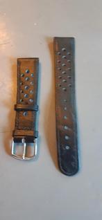 bracelet cuir noir perforé pour montre homme, Leer, Ophalen of Verzenden, Zwart