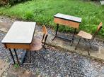 2 bancs et 2 chaises d’écolier anciens, Maison & Meubles, Bureaux, Utilisé