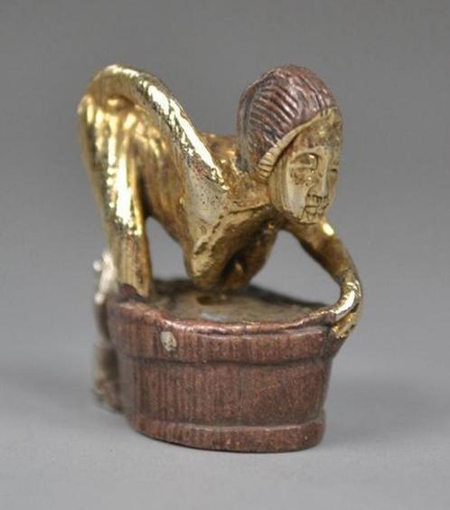 Japan : Antieke Shunga Netsuke in zilver/koper - 19de Eeuw, Antiek en Kunst, Kunst | Niet-Westerse kunst, Verzenden