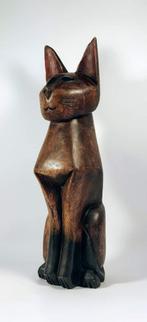 houten beeld Kat poes +/- 50 cm, Ophalen of Verzenden