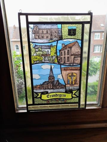 vitrail vintage ERONDEGEM -erpe mere. kerk kruisweg pastorie, Enlèvement ou Envoi