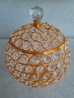 Boîte de rangement à bijoux décorative - or + cristal, Enlèvement ou Envoi, Autres matériaux