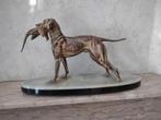 Bronzen jachthond op marmer, Antiquités & Art, Art | Sculptures & Bois, Enlèvement