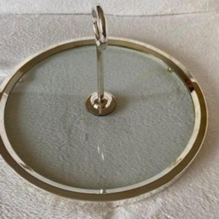 Plateau (à fromages/à fruits) en verre et métal argenté NEUF, Huis en Inrichting, Woonaccessoires | Dienbladen, Nieuw, Metaal