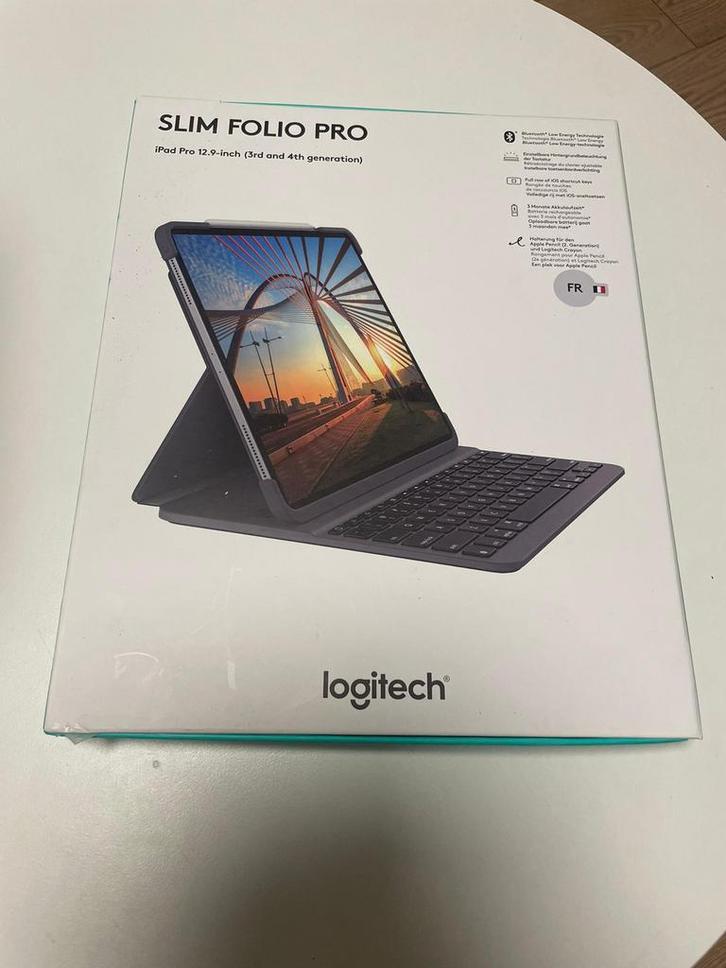 Logitech SLIM FOLIO PRO Étui clavier pour iPad Pro 12.9, Computers en Software, Tablet-hoezen, Zo goed als nieuw, 9 inch, Ophalen of Verzenden
