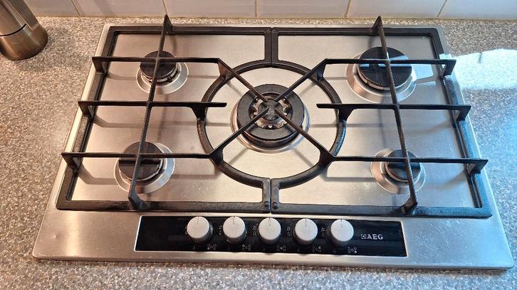 Gas-Kookvuur - 5-pits, Electroménager, Tables de cuisson, Utilisé, Encastré, 5 zones de cuisson ou plus, Enlèvement