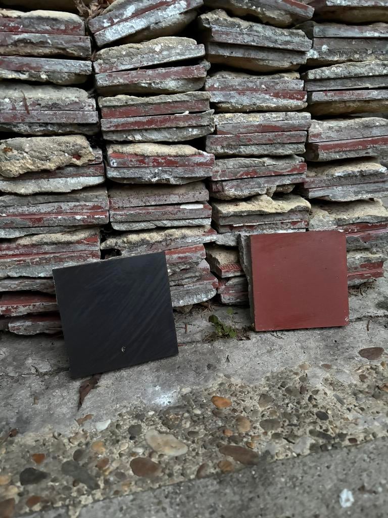 Tegels vierkant 10x10 bordeaux en zwart, Ophalen, Gebruikt, Minder dan 20 cm, Minder dan 20 cm