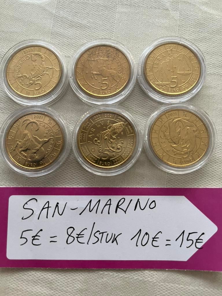San Marino 5€ sterrebeeld, Postzegels en Munten, Munten | Europa | Euromunten, Ophalen, San Marino, 5 euro, Losse munt