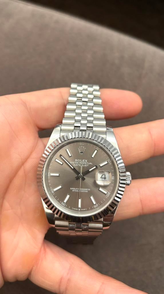 Rolex Datejust Rhodium 41, Handtassen en Accessoires, Horloges | Dames, Ophalen of Verzenden, Zo goed als nieuw, Rolex