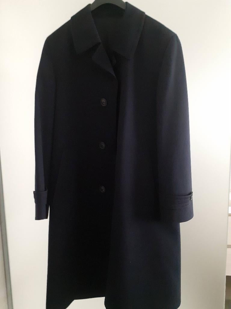 Klassieke donkerblauwe overjas / winterjas voor heren, Vêtements | Hommes, Vestes | Hiver, Enlèvement, Neuf, Bleu, First class / Trevira