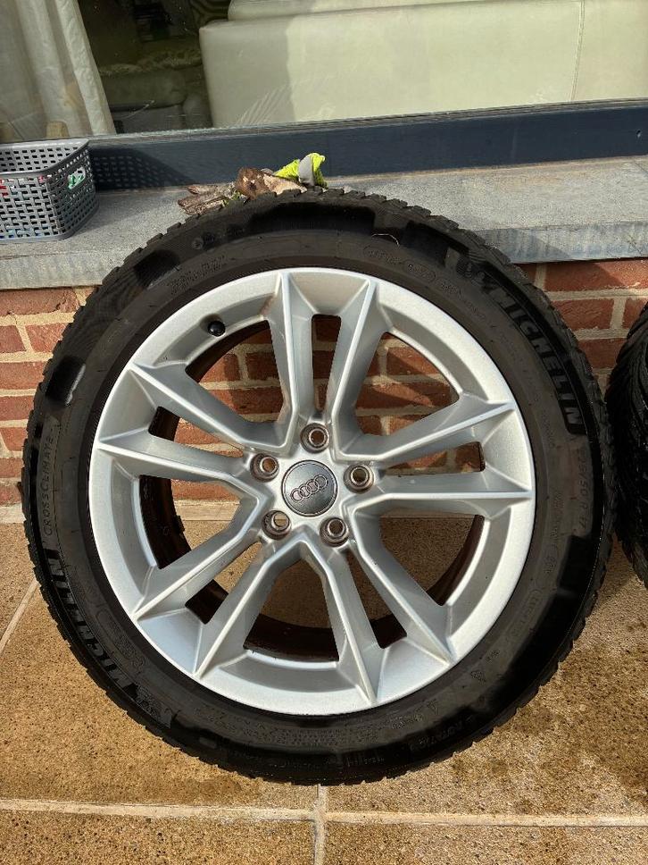 4 225/50/R17 - A5-wielen + 4 Michelin Cross Climate banden, Auto-onderdelen, Banden en Velgen, Banden en Velgen, All Season, 17 inch