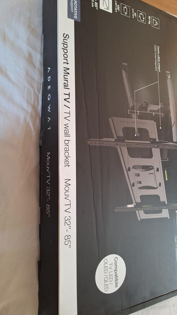 Support mural tv rotatif noirL'état est neufJe, Audio, Tv en Foto, Televisie-accessoires, Ophalen of Verzenden