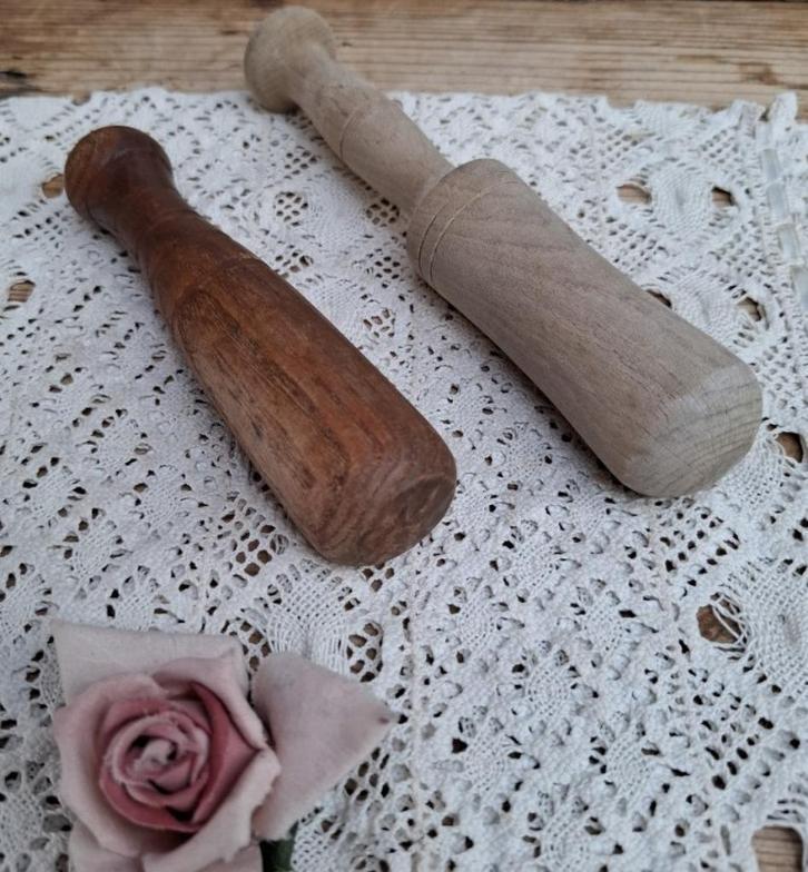 Nog 1 brocante houten stamper voor vijzel, Ophalen of Verzenden