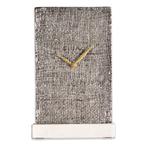 Nieuwe tafelklok zilver op wit marmeren voet - desk clock, Ophalen of Verzenden, Nieuw, Analoog, Wekker of Tafelklok